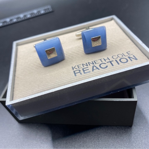 Kenneth Cole Reaction Blue & Silver Cuff Links - Picture 1 of 7